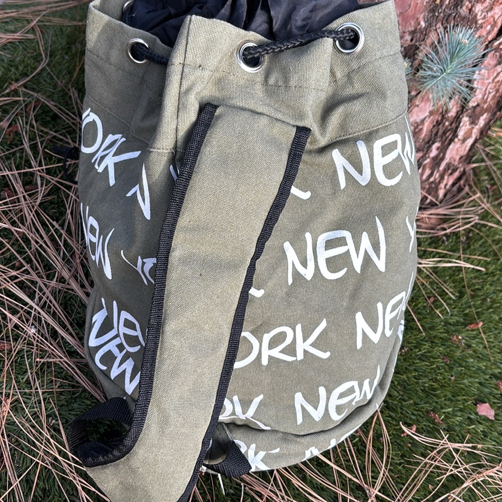 Stylish Olive Green Drawstring Backpack - image 2